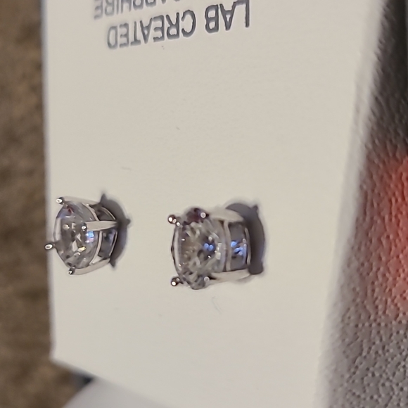 JCP LAB CREATED WHITE SAPPHIRE STERLING SILVER EARRINGS - Picture 5 of 7
